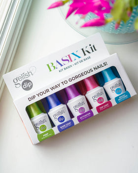 Gelish Dip Basix Kit base coat bottle ensures strong adhesion and a smooth foundation.
