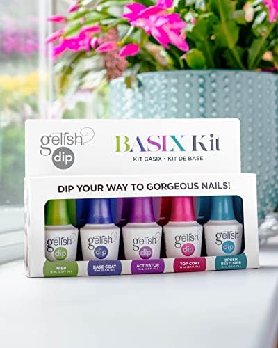 Gelish Dip Basix Kit top coat bottle locks in shine and protection.