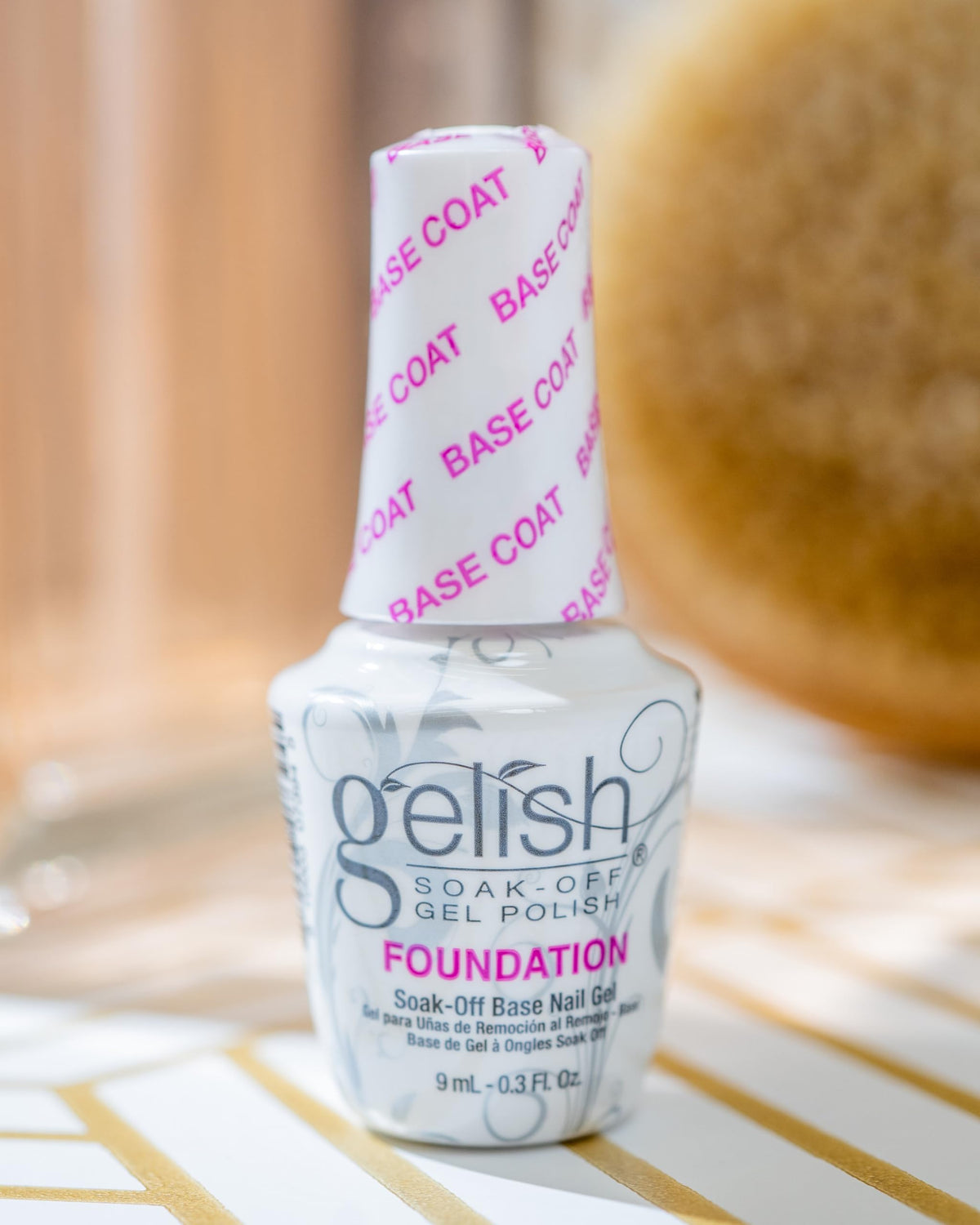 Cured Gelish MINI Foundation Base Coat on nail with lasting shine and chip-free wear.