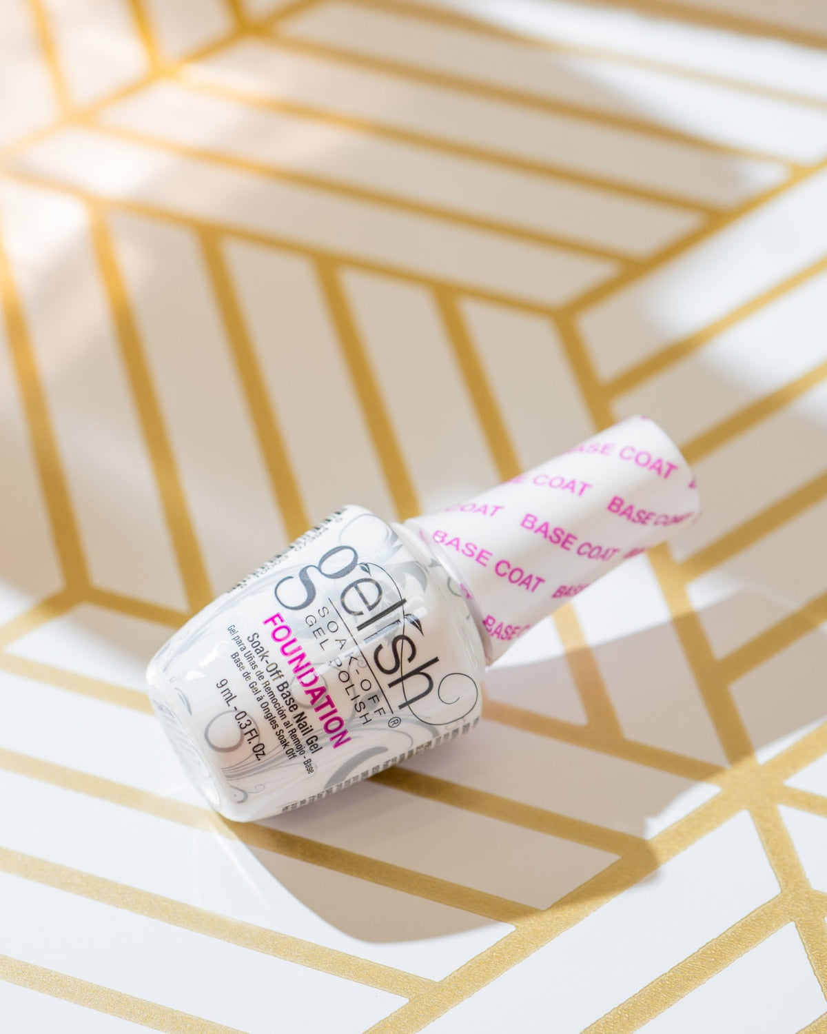Gelish MINI Foundation Base Coat on a natural nail showing protective base layer.