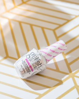 Gelish MINI Foundation Base Coat on a natural nail showing protective base layer.