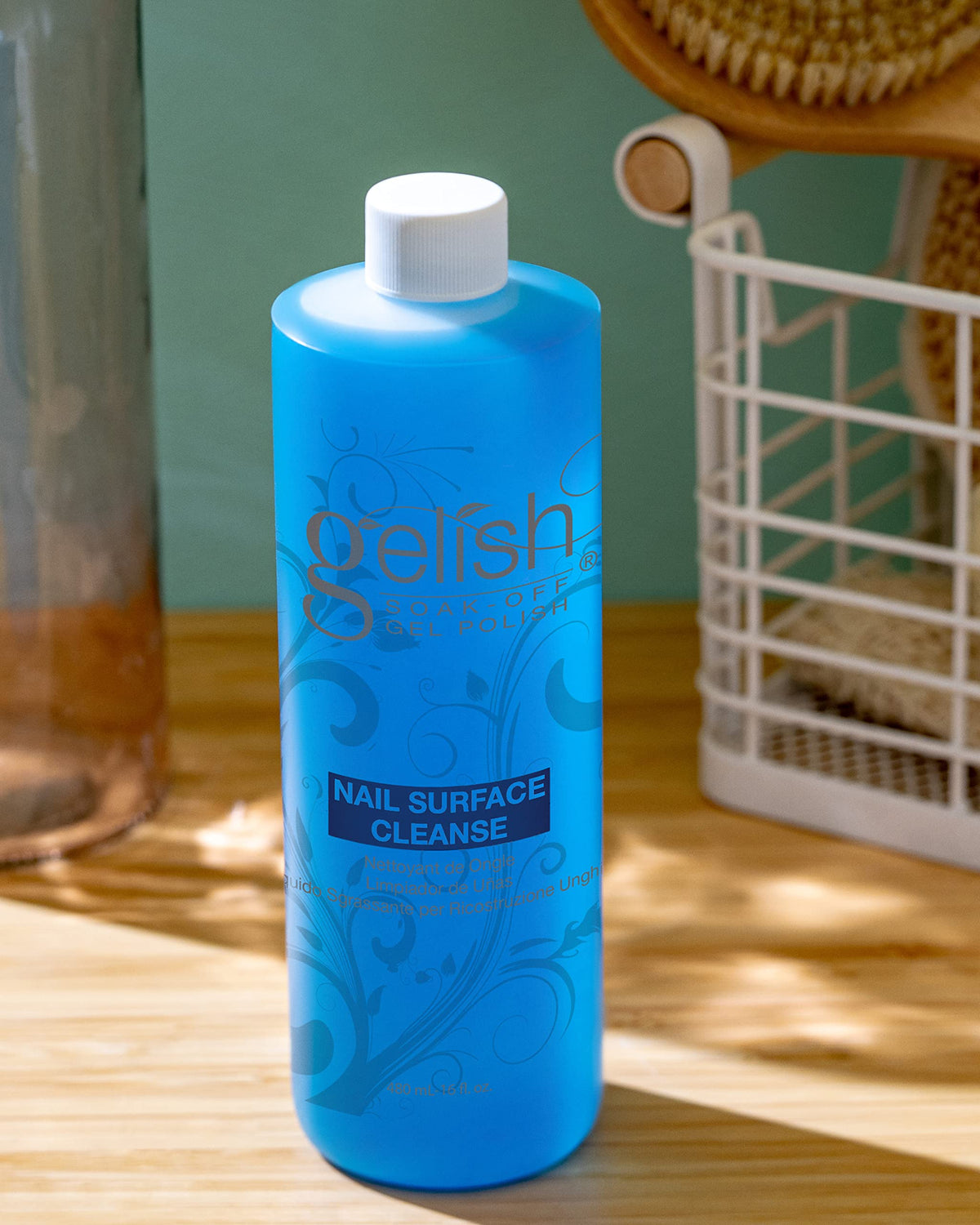 Gelish Nail Surface Cleanse wipe-application demonstrates residue removal for a clean finish.