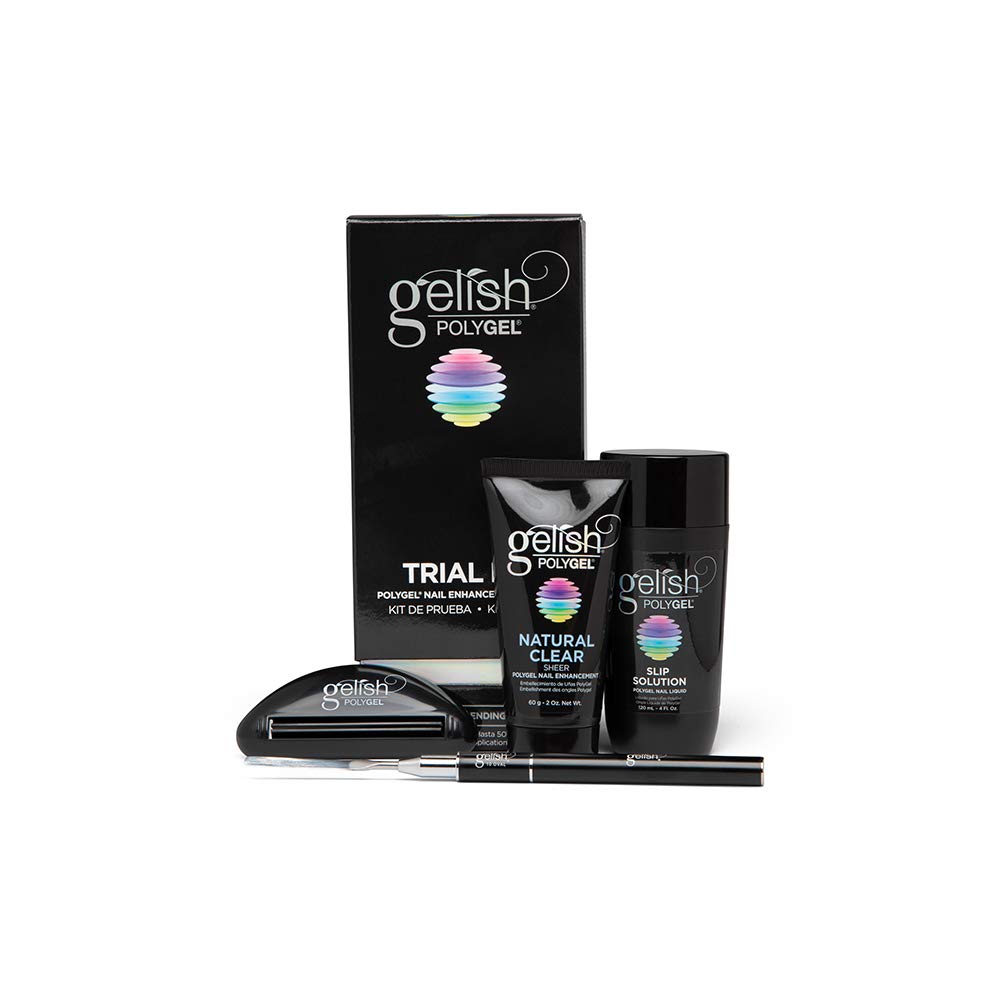 Gelish PolyGel Trial Kit with natural clear PolyGel for lightweight durability.
