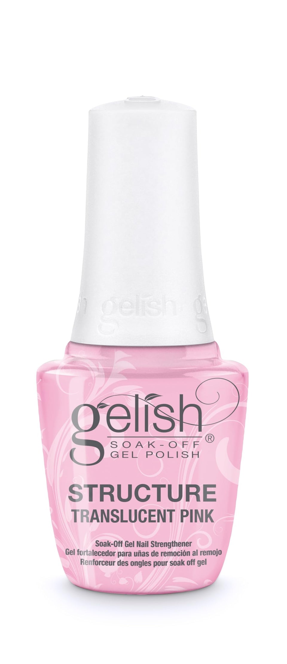 Gelish Structure Gel bottle pour demonstrates a durable base for stronger nails.