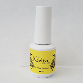 Gelixir no-wipe top coat swatch shows fast cure and shine.
