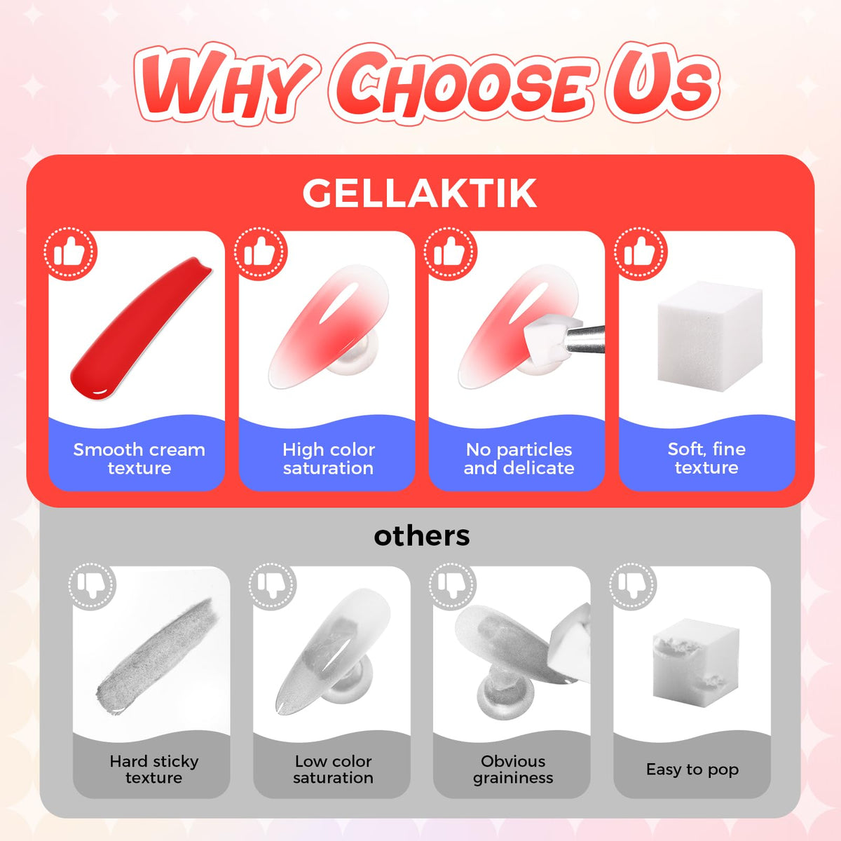 GELLAKTIK mirror chrome powders add dazzling metallic highlights.