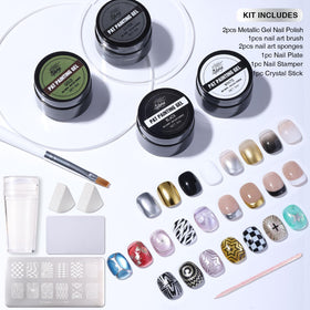 GELLAKTIK stamping plate and stamper for crisp nail art designs.