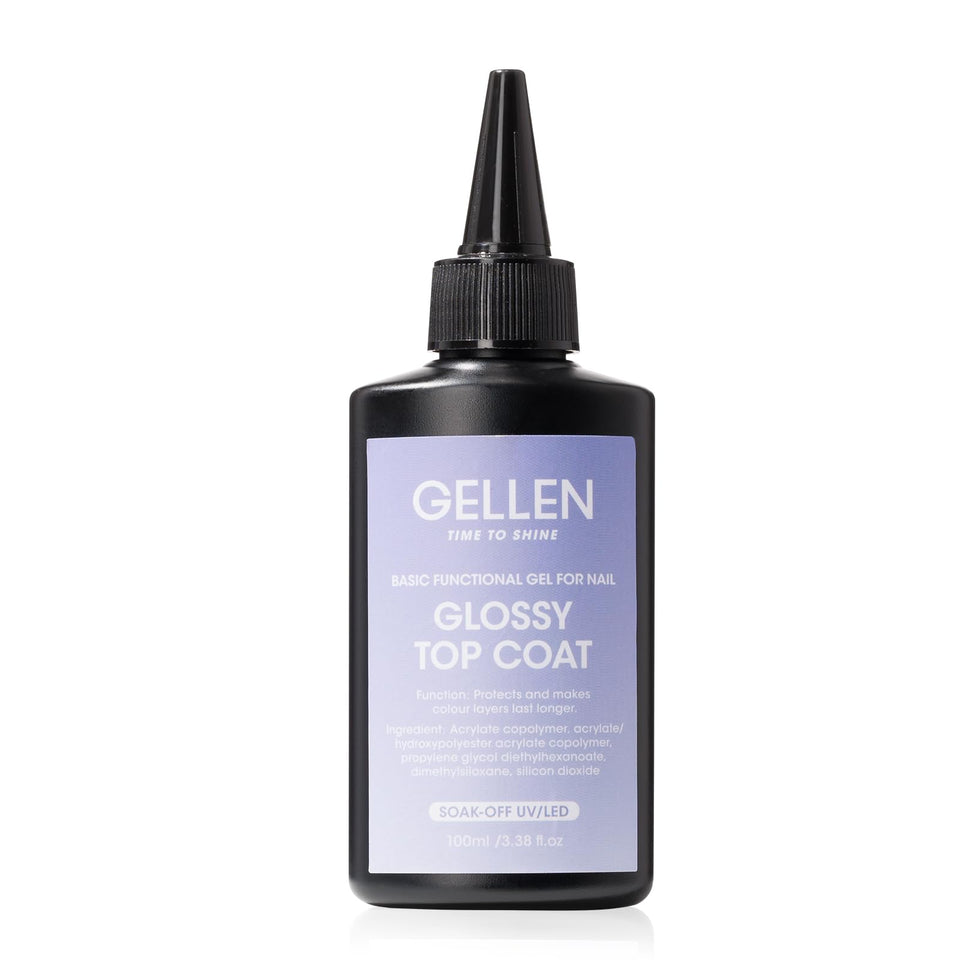 GELLEN 100ml No Wipe Top Coat bottle showing generous capacity for salon use.