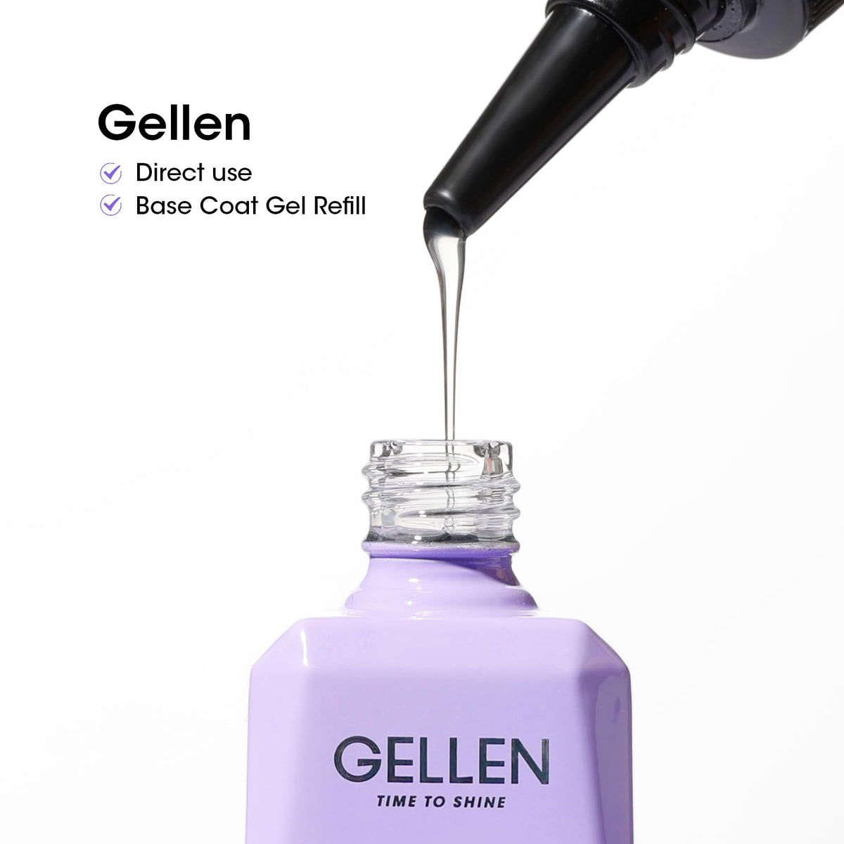 GELLEN base coat yields a durable, glossy base for color.