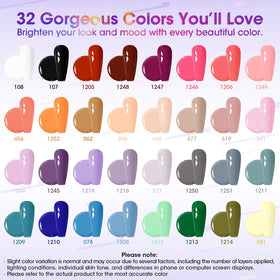 GELLEN gel color palette with 32 shades for all-season nail art.