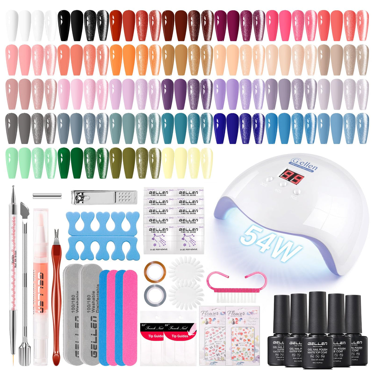 GELLEN gel nail kit with UV lamp for fast at-home manicures.