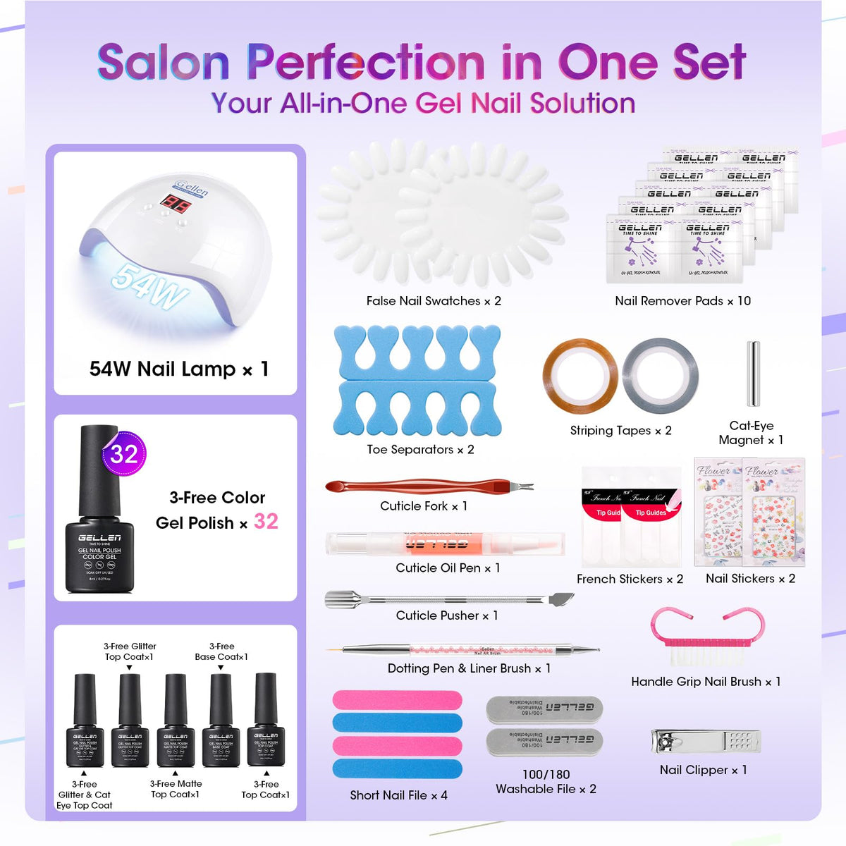 GELLEN glossy top coat bottle for a high-gloss finish.