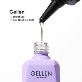 GELLEN long-lasting clear top coat maintains nail art clarity.