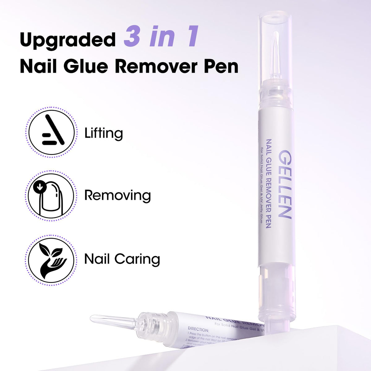 GELLEN acetone-free formula is odorless and protects nails while dissolving glue quickly