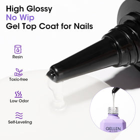 GELLEN top coat on natural nails providing durable shine.