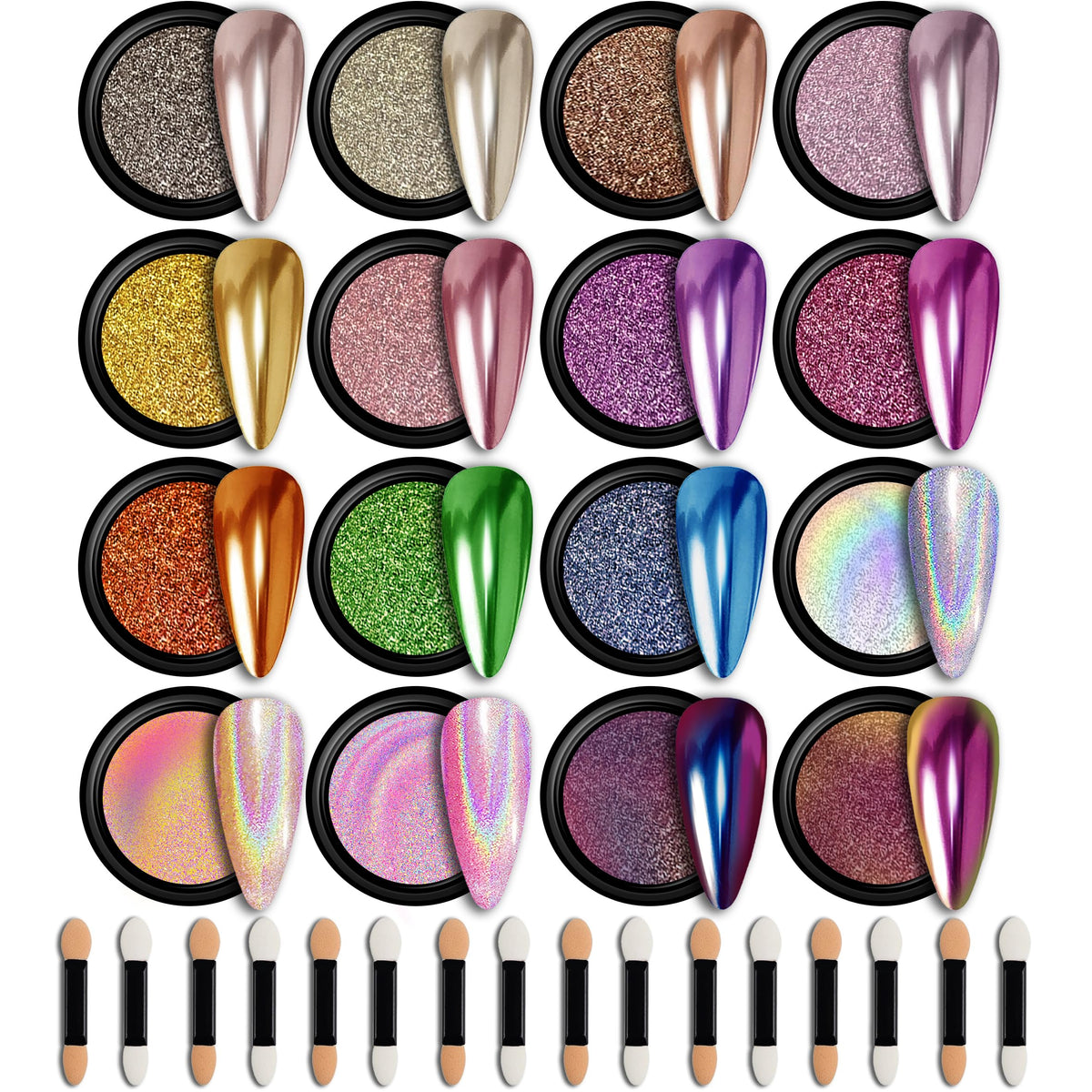 GEL PARTY 16-color palette showcases mirror finish shades for dazzling gel nail designs.