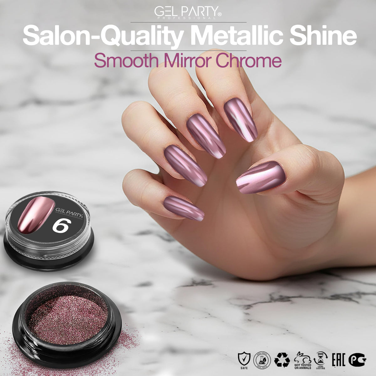 GEL PARTY compatible with UV/LED gels for natural, acrylic, or gel nail designs.
