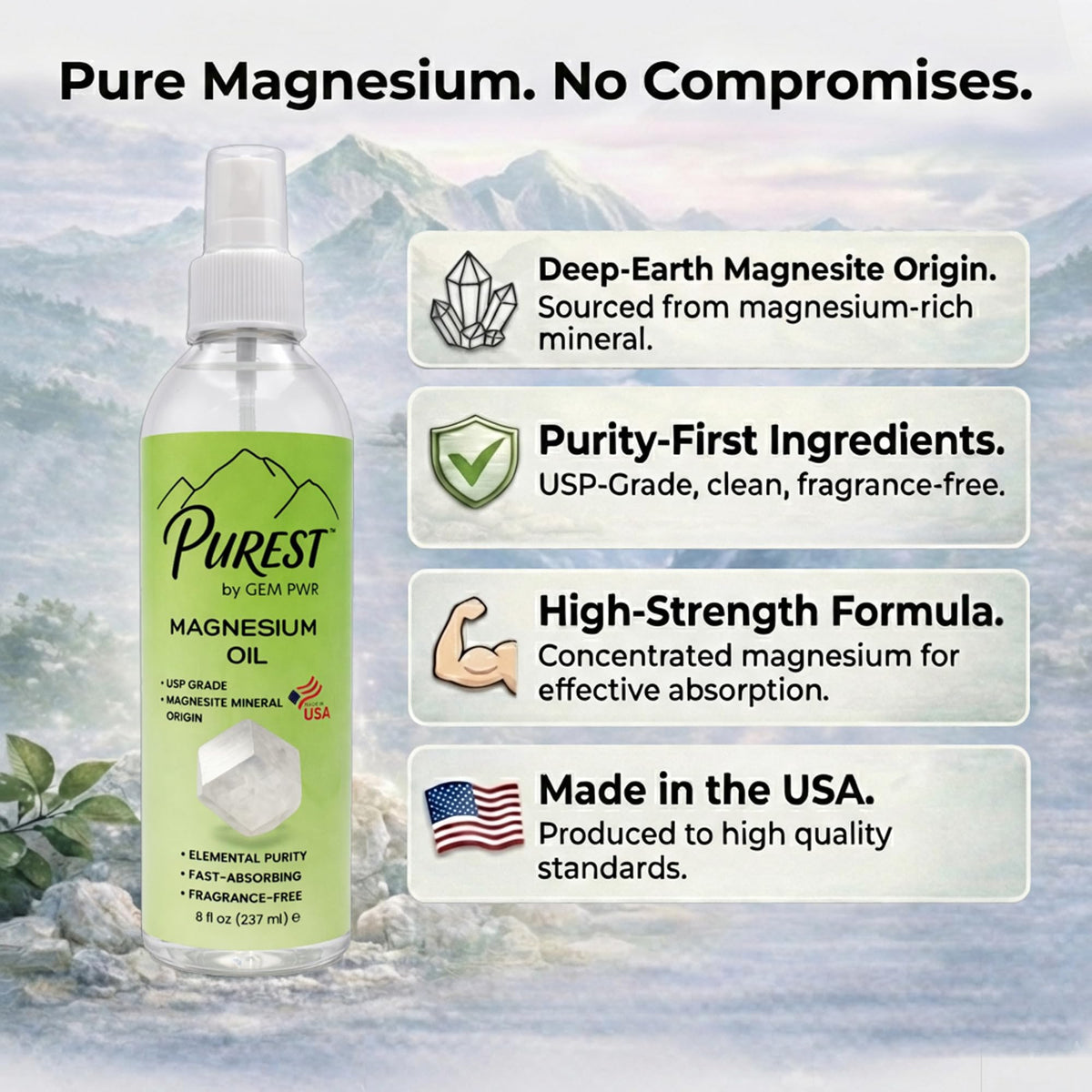 GEM PWR Purest Magnesium Oil Spray applied to feet after a workout.