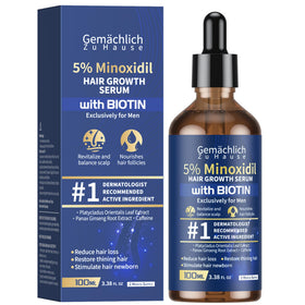 Gemächlich Zu Hause 5% Minoxidil bottle close-up for thinning support
