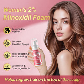 Gemächlich Zu Hause Minoxidil Foam application demonstrates quick-absorbing, residue-free use for sensitive scalps.