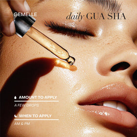 Gemelle gua sha tool use enables precise glide and contouring.