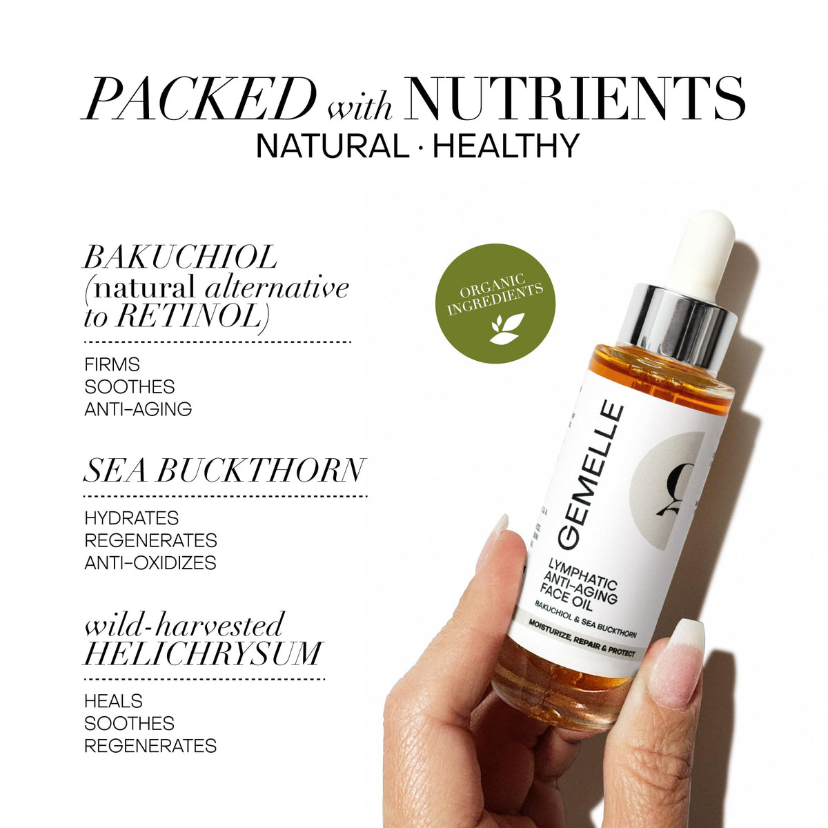 GEMELLE Helichrysum ingredient closeup highlights antioxidants