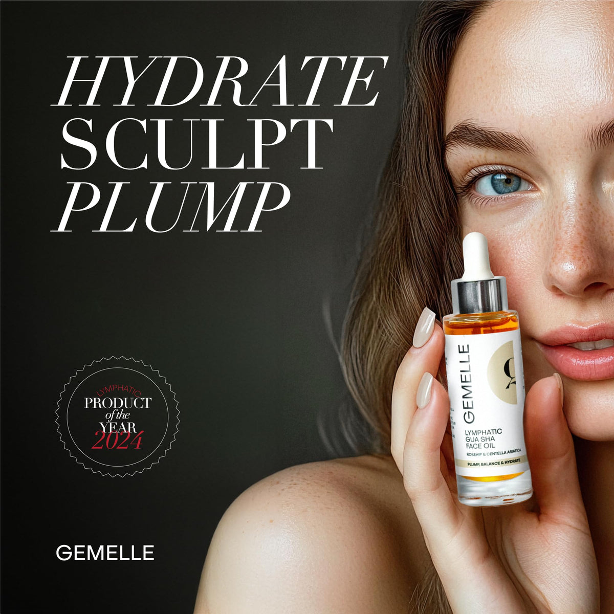 Gemelle oil texture swatch showing lightweight hydration and non-greasy finish.