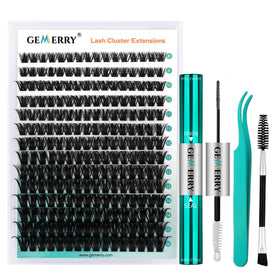 Gemerry Thick Lash Clusters Kit packaging shows all-in-one set for DIY lashes