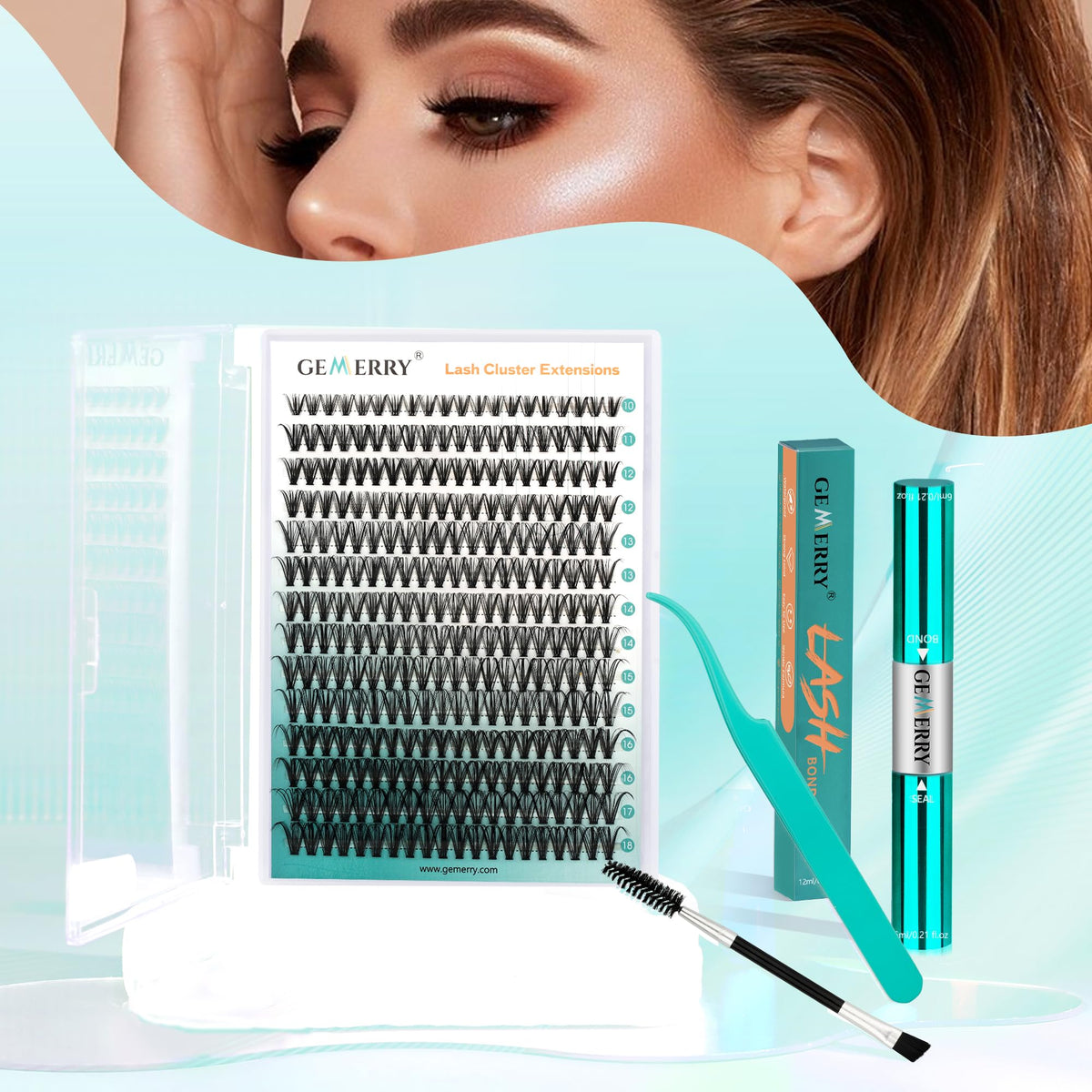 GEMERRY travel-friendly kit fits easily in a bag for on-the-go lashes.