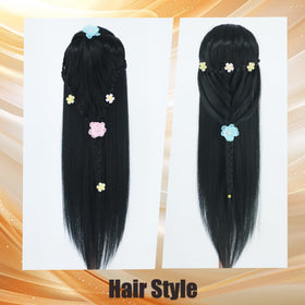 Close view of Gemiei synthetic hair color and texture for creative styling ideas.