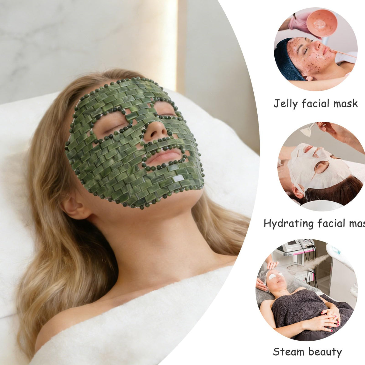 Gemshan Jade Mask crafted from real jade with trace elements for gentle care