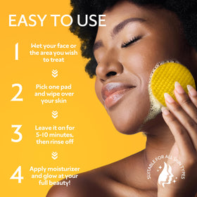 Pore-cleanse closeup with GEMSKIN pads targeting impurities.