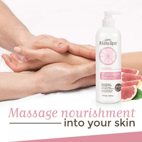 Gena Mani Spa Massage Lotion on hands for soothing therapy.