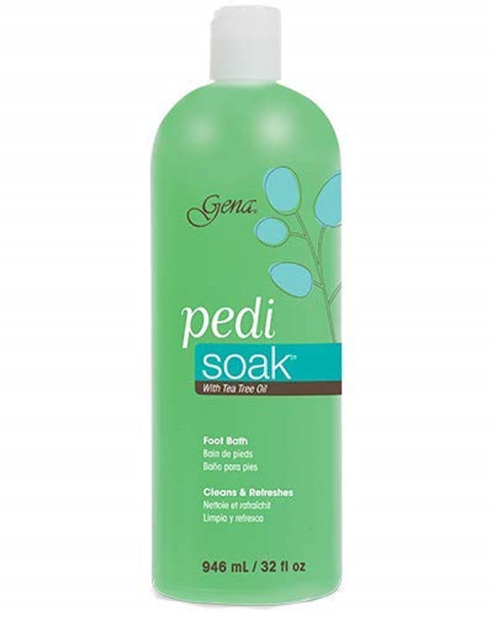 Gena Pedi Soak Foot Bath bottle ready for home pedicure routines