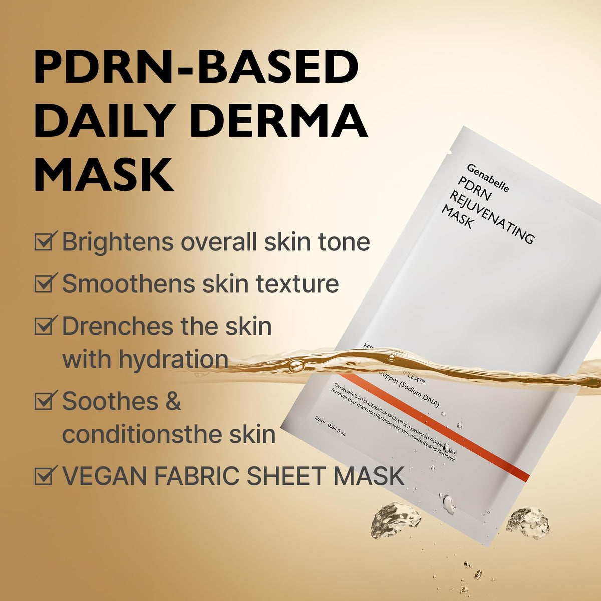 Genabelle PDRN mask sheet glows with revitalizing hydration and softness.