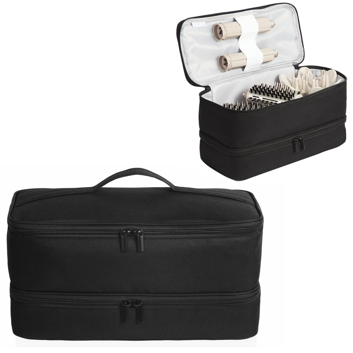 GENCAM Shark Flexstyle case opened showing double-layer design for organized storage