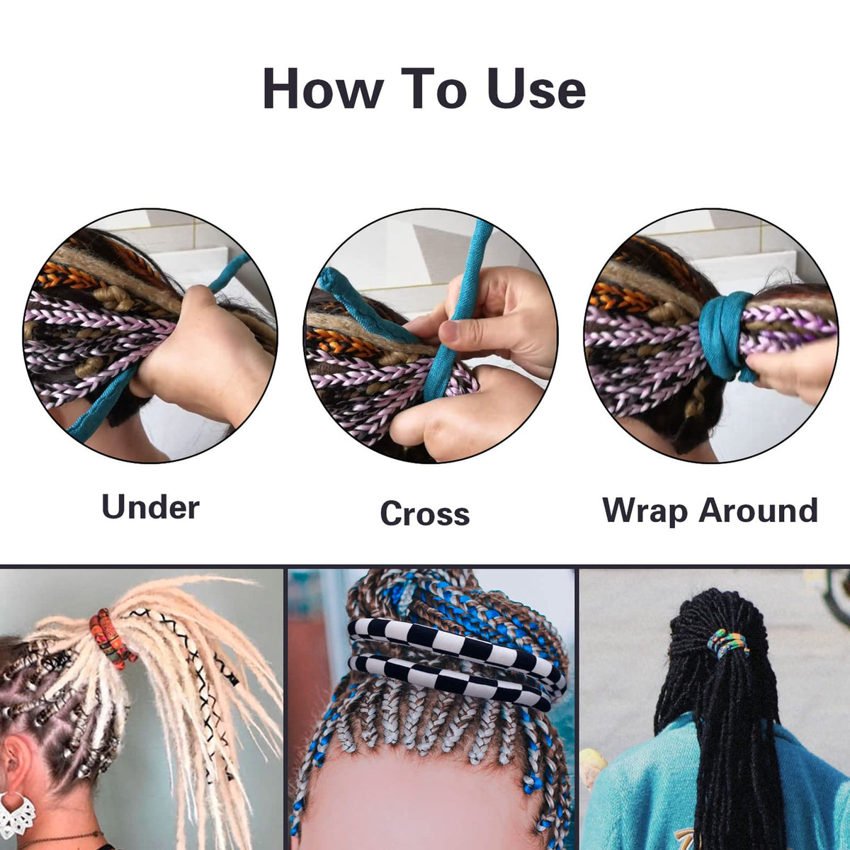 General dreadlock tie ideal for high ponytails and updos.