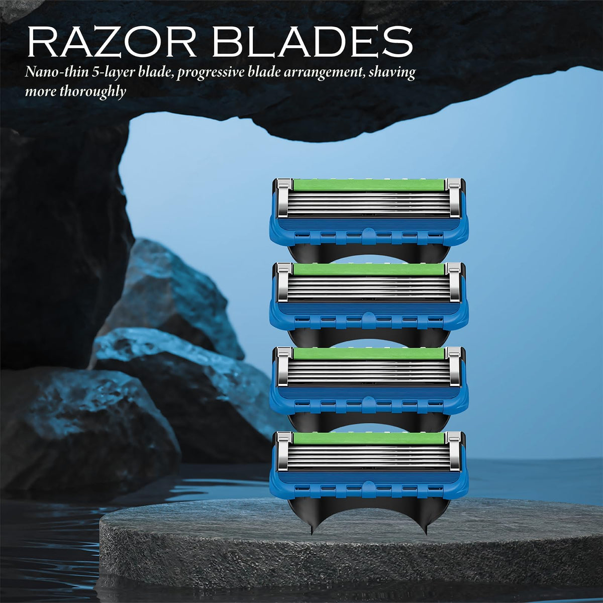Generic 12-blade replacement cartridge set front view shows compatible design for quick replacement