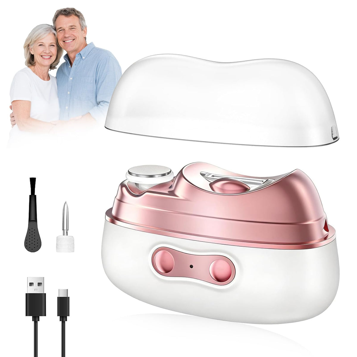 Generic 2026 Electric Nail Clipper front view with LED light for precise trimming.