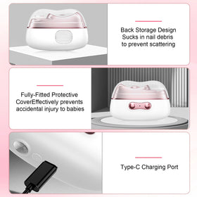 Generic 2026 Electric Nail Clipper top lid with debris storage in action.