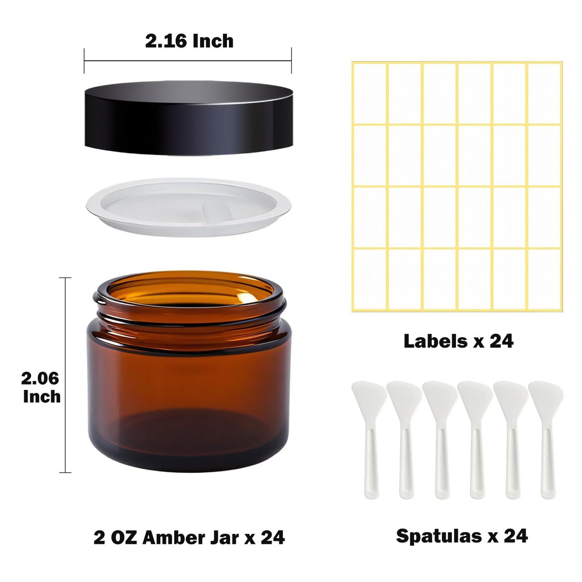 Generic 2 oz amber jar with inner liner seals to prevent leaks during travel.
