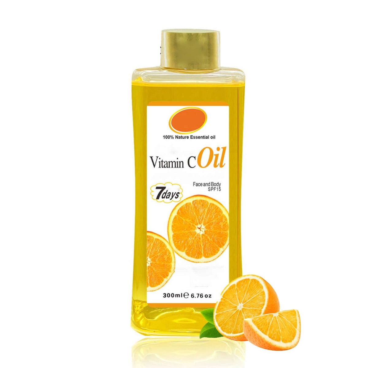Generic Vitamin C Oil bottle close-up for easy daily hydration.