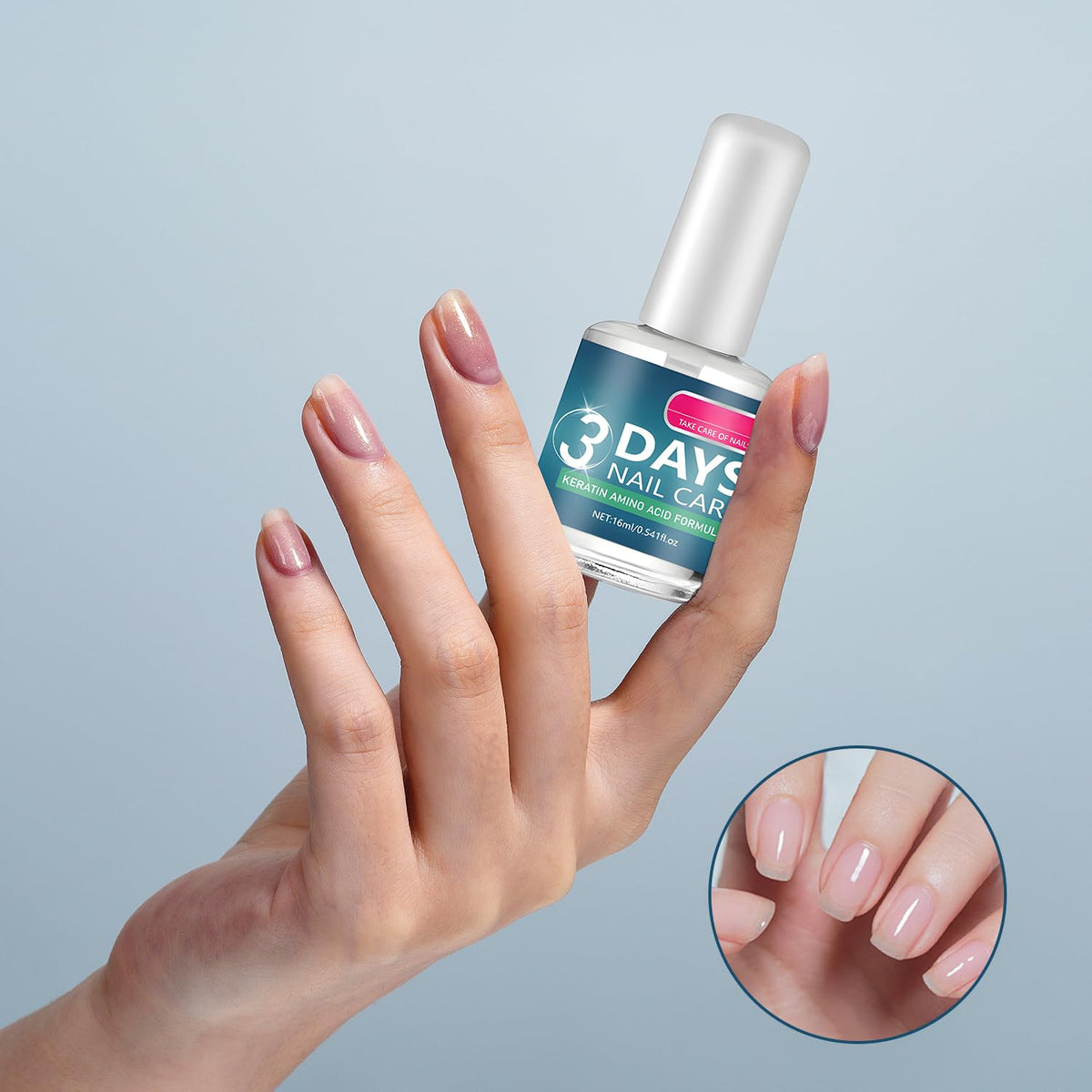 Generic 3 Days Nail Care bottle back view displaying ingredients and 16ML capacity