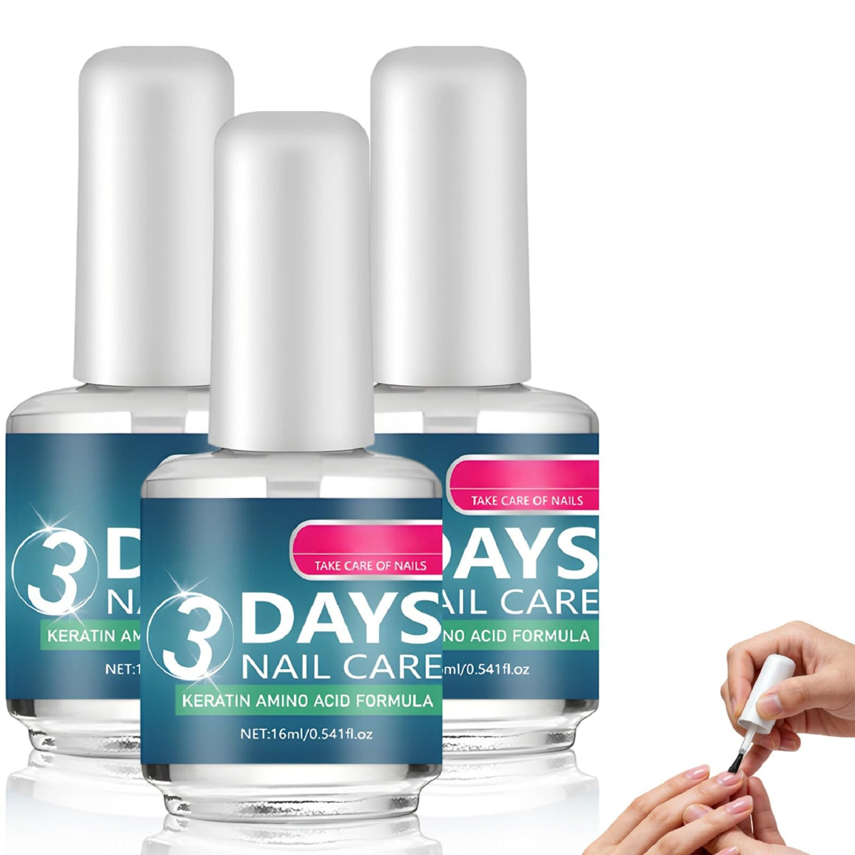 Generic 3 Days Nail Care bottle front view showing sleek packaging and compact size for daily use