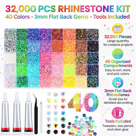 Generic 3mm colorfast rhinestones in vibrant colors for nails and crafts