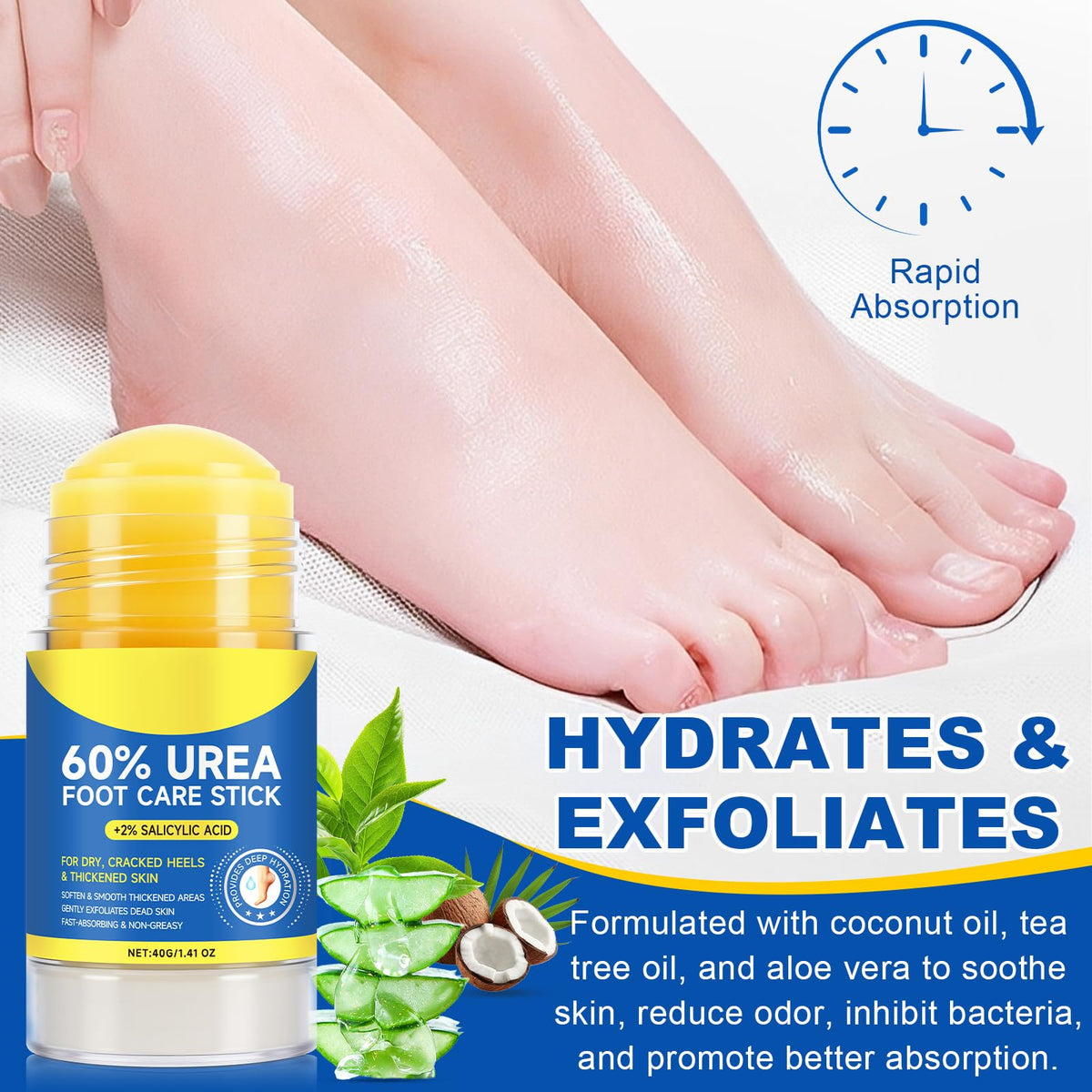 Generic 60-percent Urea Foot Cream Stick on heel skin for smoother comfort