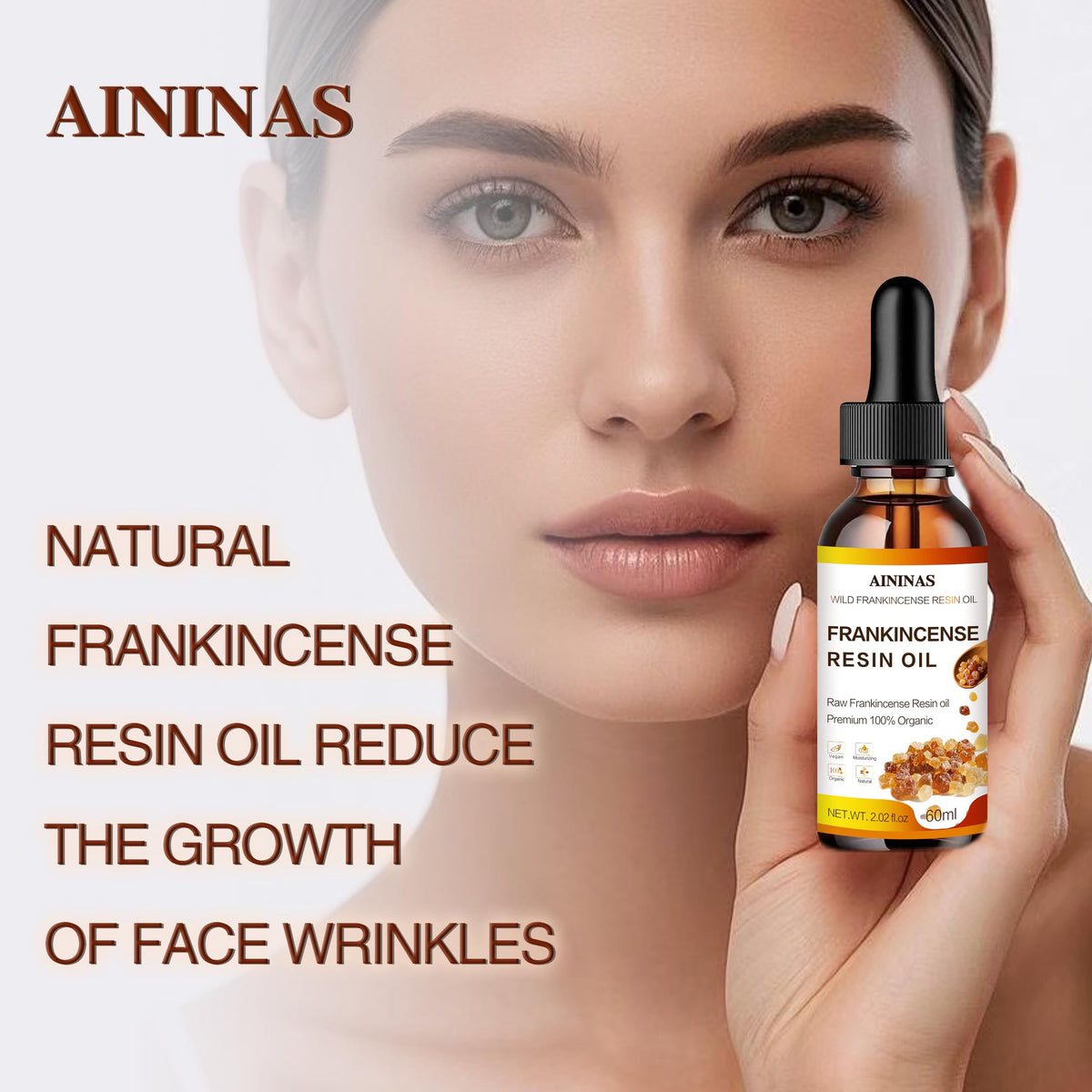 AININAS Frankincense Resin Oil for body use provides deep hydration and calming comfort.