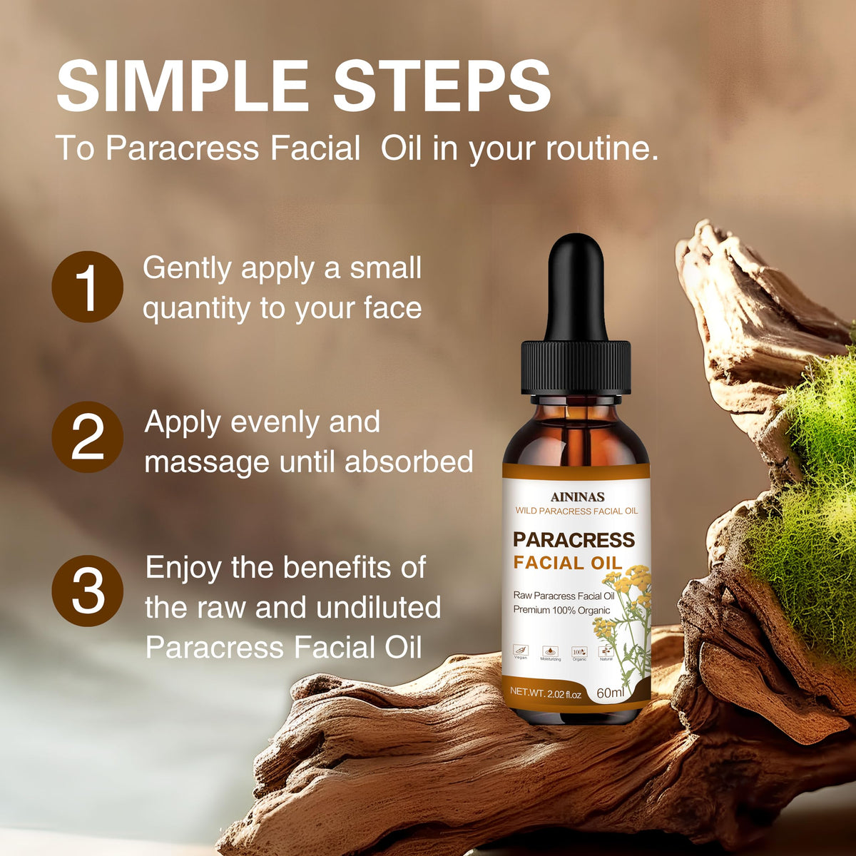 Generic AIninas Paracress Oil texture swirl shows lightweight absorption and moisture.
