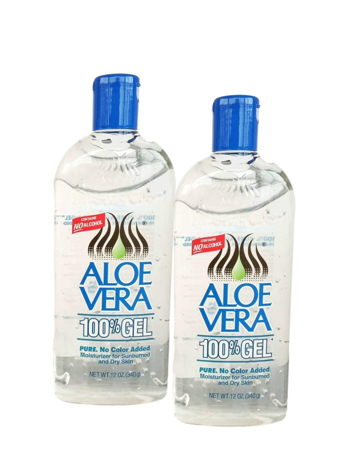 Generic Aloe Vera Gel bottle pour showing pure hydration for face, body, and hair
