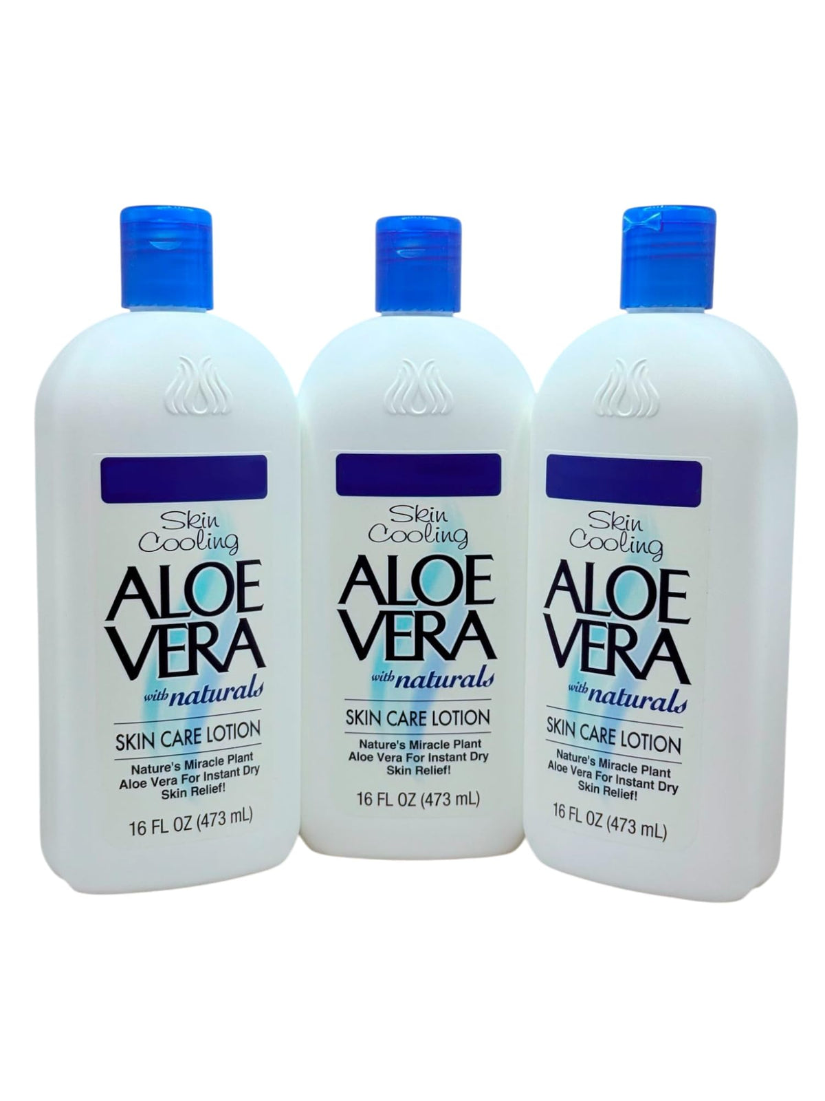 Generic Aloe Vera Skin Care Lotion bottle pour shows fast-absorbing hydration